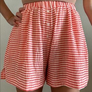 ASOS boxer short in seersucker coral gingham